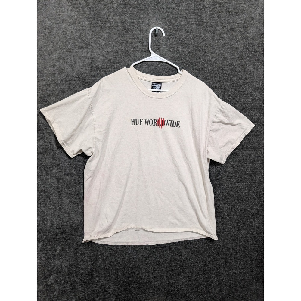 HUF Worldwide x Godzilla Graphic T-Shirt Mens XL Cream Short Sleeve Streetwear